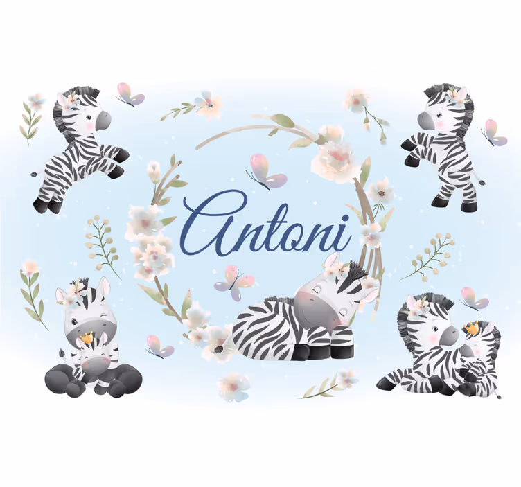 Animal wall mural zebra playtime design - TenStickers