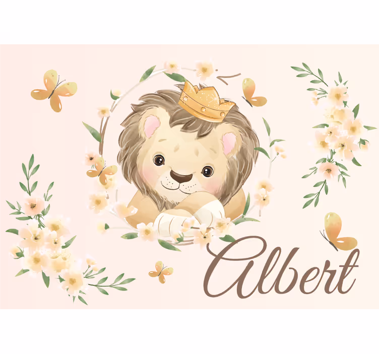 Cute animals lioness with name Kids wall Murals - TenStickers