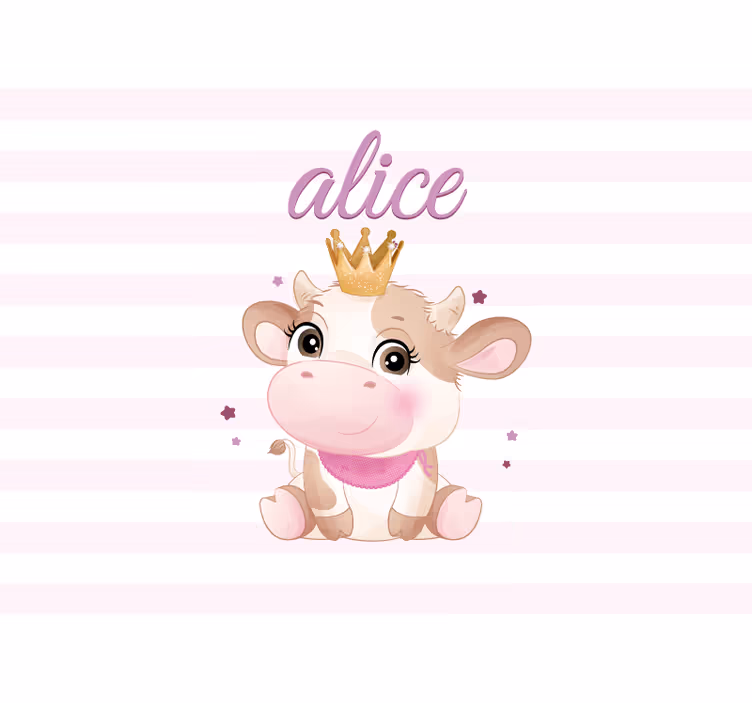 Crowned Cow Illustration children wall mural - TenStickers