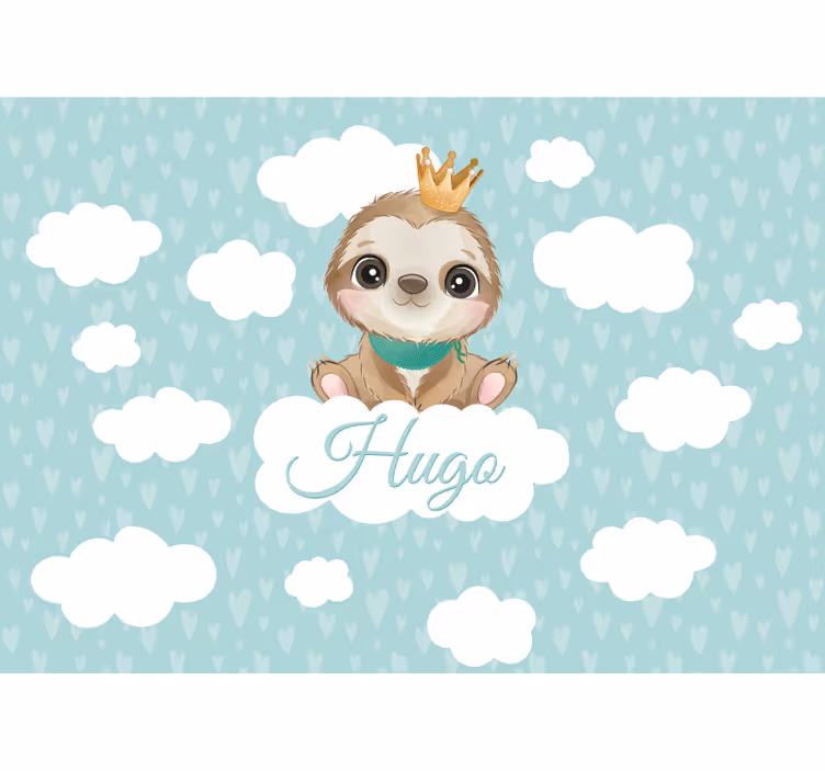 Children wall mural sloth with crown - TenStickers