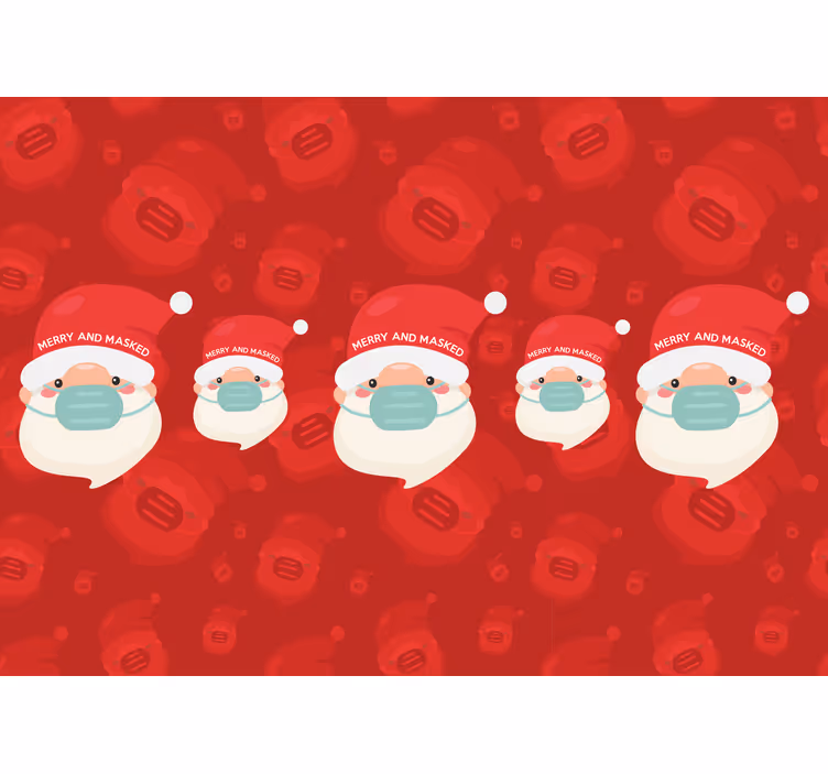 Christmas mural santa in a mask - TenStickers