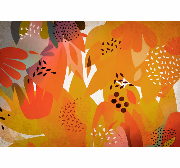 Wall mural vibrant leaf patterns - TenStickers