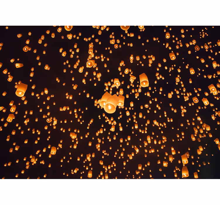 Floating lanterns festival entrance wall mural - TenStickers
