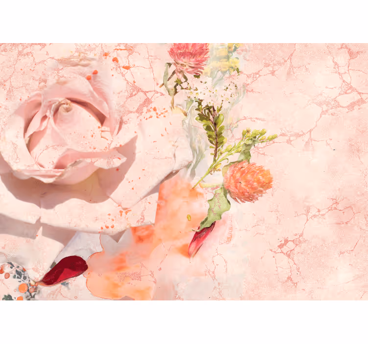 Flower mural romantic pink rose - TenStickers