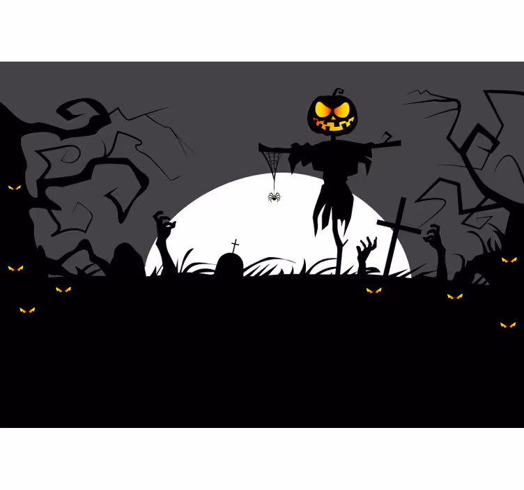 Halloween mural creepy pumpkin scarecrow - TenStickers