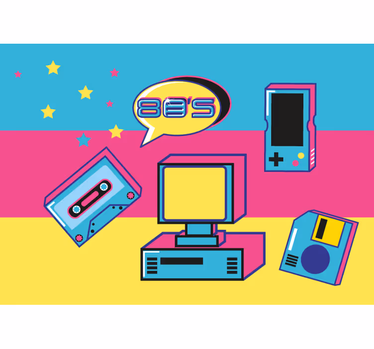Graffiti wall mural retro gaming elements - TenStickers