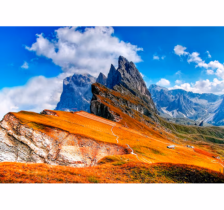 Landscape mural wallpaper mountain peaks view - TenStickers
