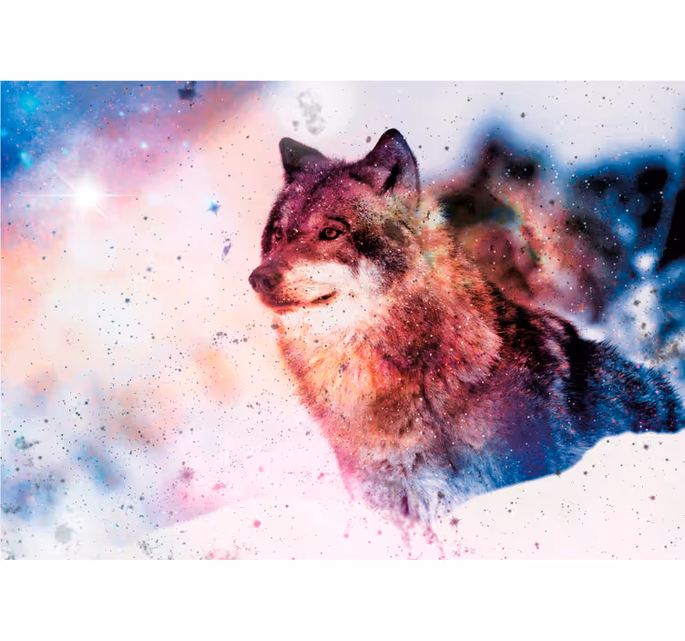 Animal wall mural lone cosmic wolf - TenStickers