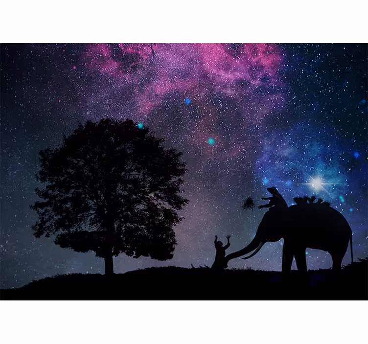 Mural quote cosmic elephant journey - TenStickers