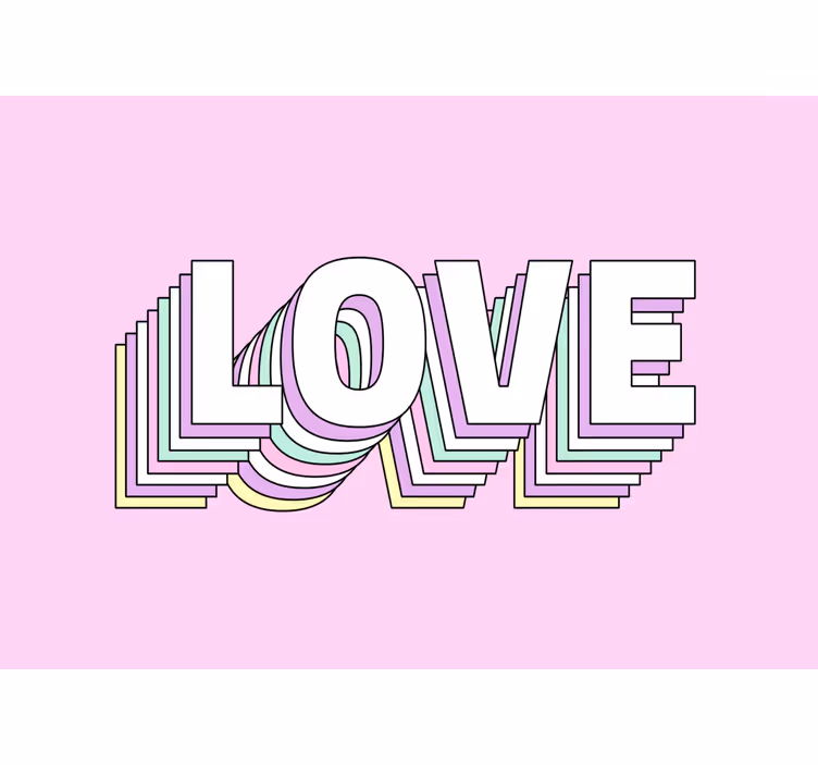 Love wall mural in stylized love typography - TenStickers