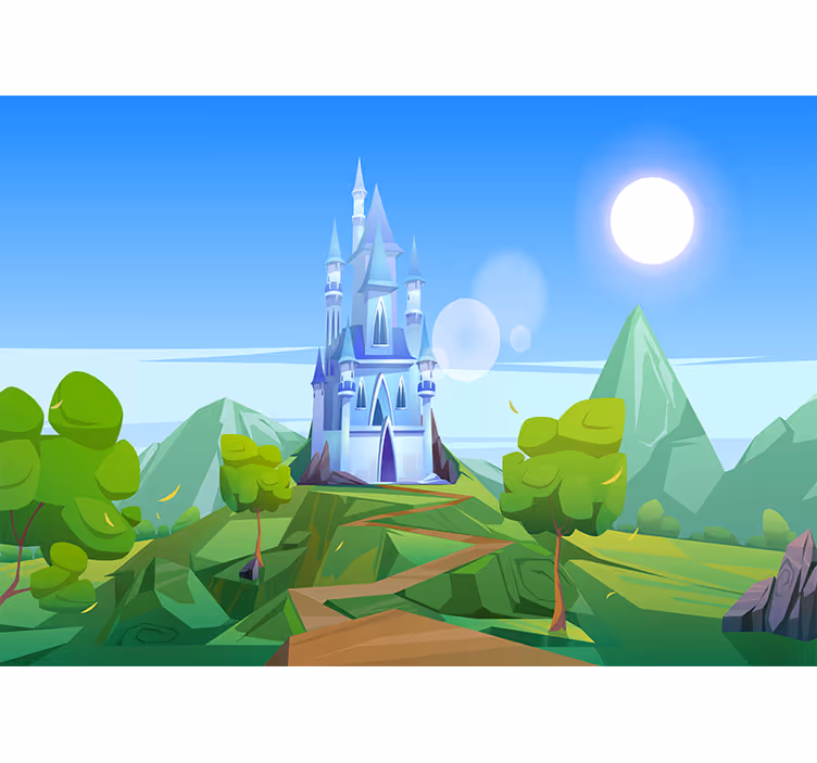 Fairytale castle in mountains Kids wall Murals - TenStickers