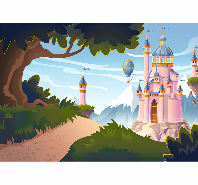 Pink magic castle Kids wall Murals - TenStickers