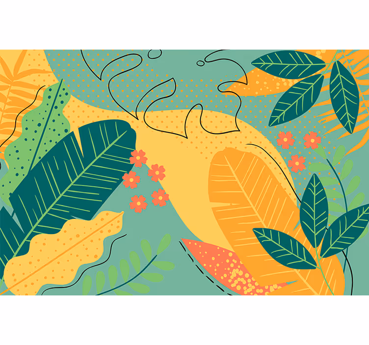 Modern orange leaves wall mural - TenStickers