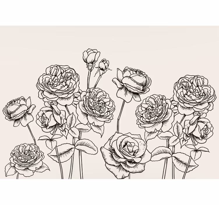 Flower mural elegant rose design - TenStickers