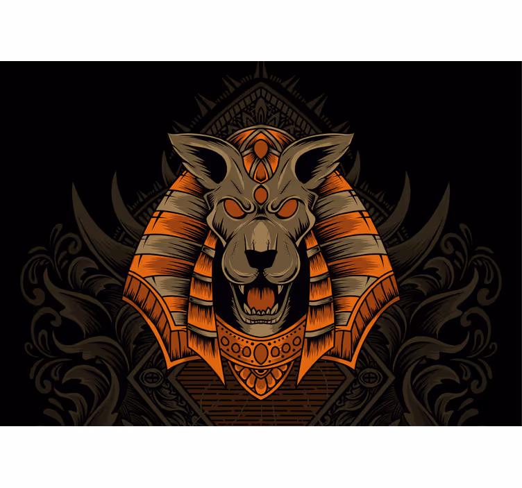 Lion mural fierce egyptian warrior artwork - TenStickers