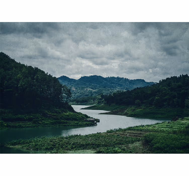 Landscape mural wallpaper serene waterway scene - TenStickers