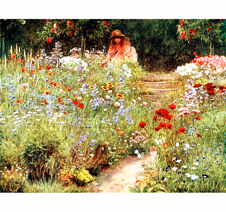 Flower mural garden pathway scene - TenStickers