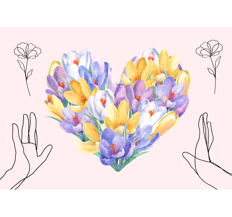 Flower mural heart shaped bouquet - TenStickers