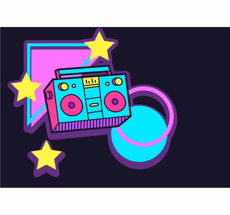 Music mural retro boombox design - TenStickers