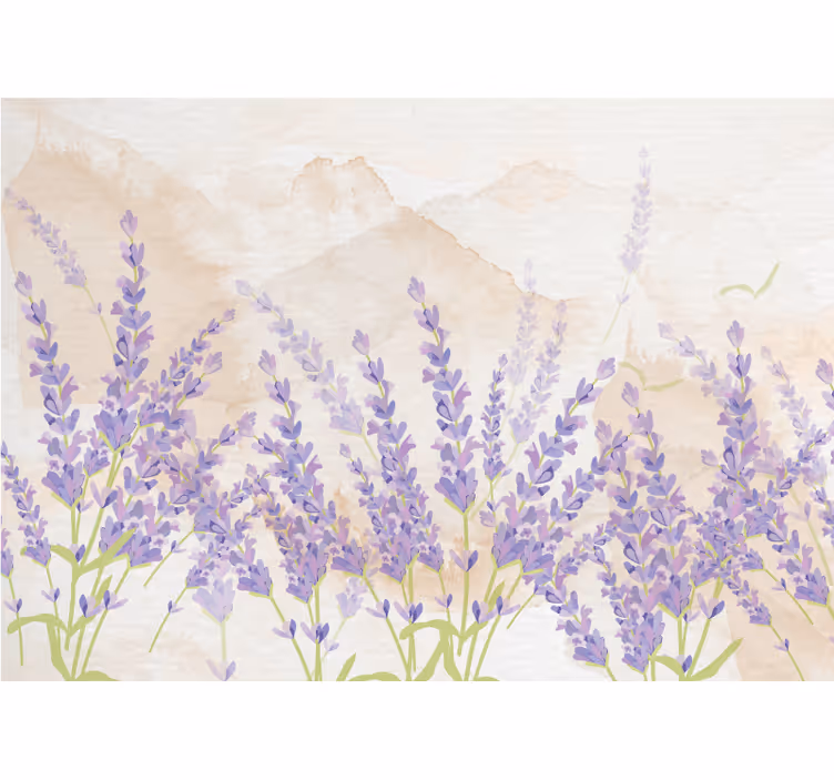 Lavender Fields Scene flower mural - TenStickers