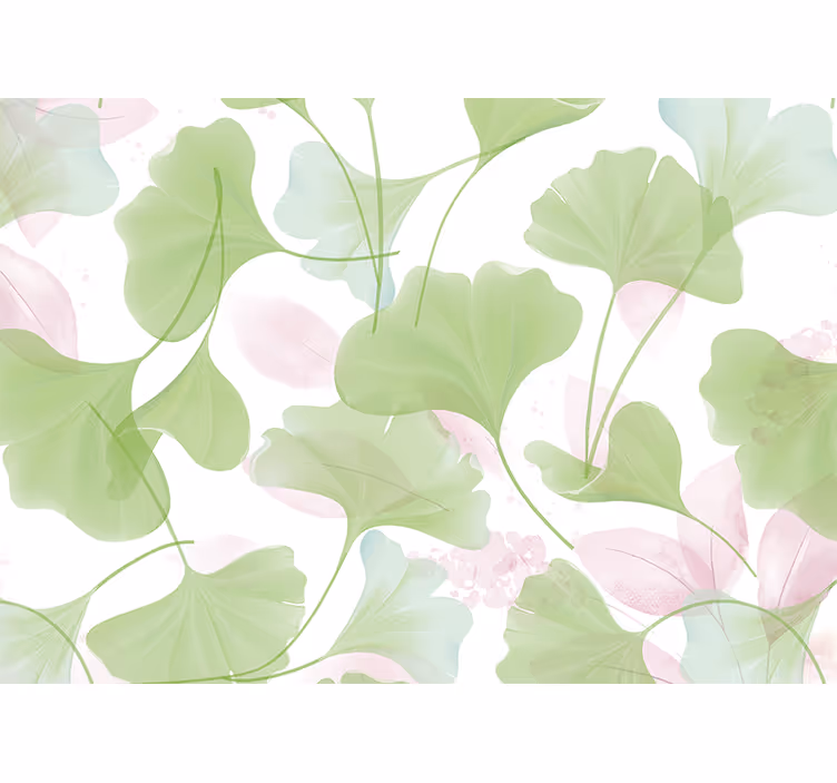 Flower mural in ginkgo leaf design - TenStickers