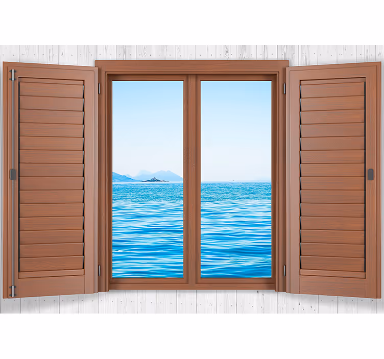 Tranquil window view sea mural - TenStickers