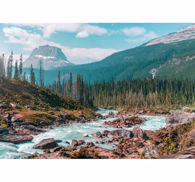 Landscape mural wallpaper verdant mountain stream - TenStickers