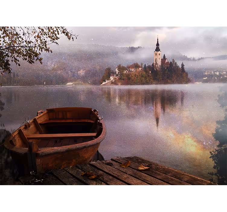 Landscape mural wallpaper tranquil lake scene - TenStickers