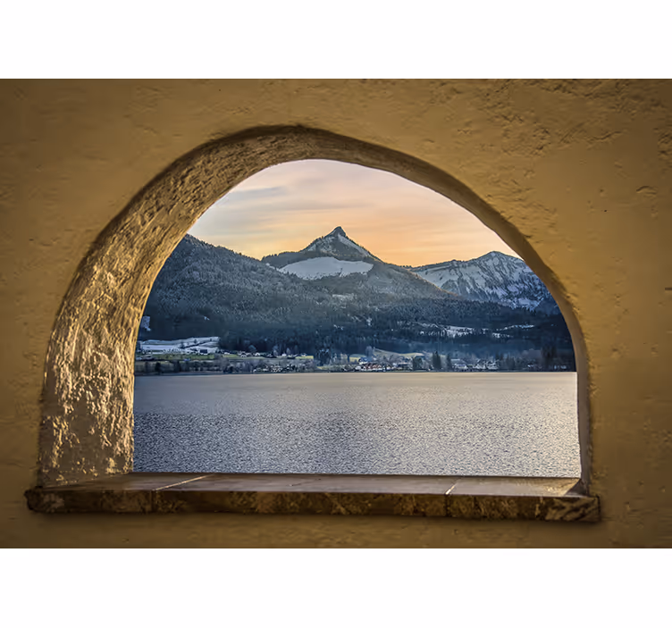 Landscape mural wallpaper alpine lake view - TenStickers