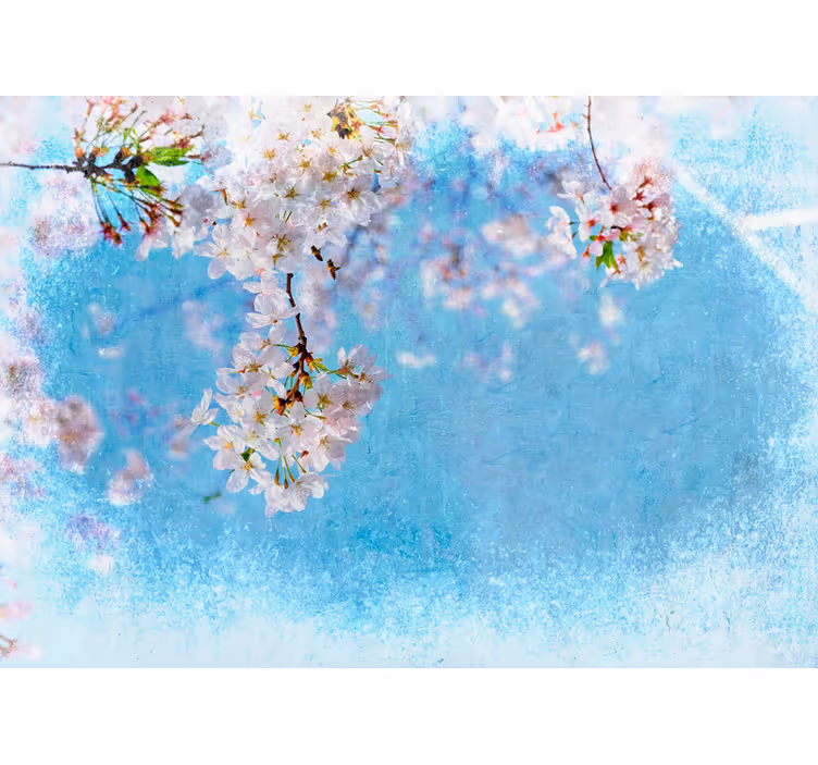 Pink cherry blossom tree with sky wall mural - TenStickers