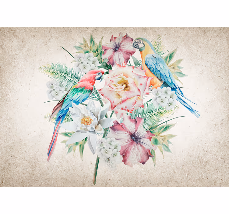 Animal wall mural colorful tropical birds - TenStickers