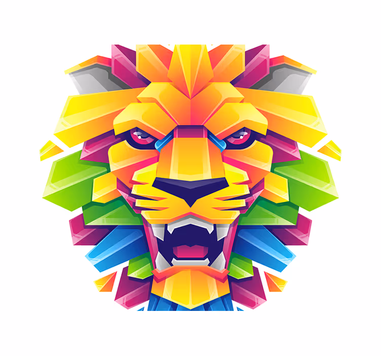 Lion mural vibrant lion face - TenStickers