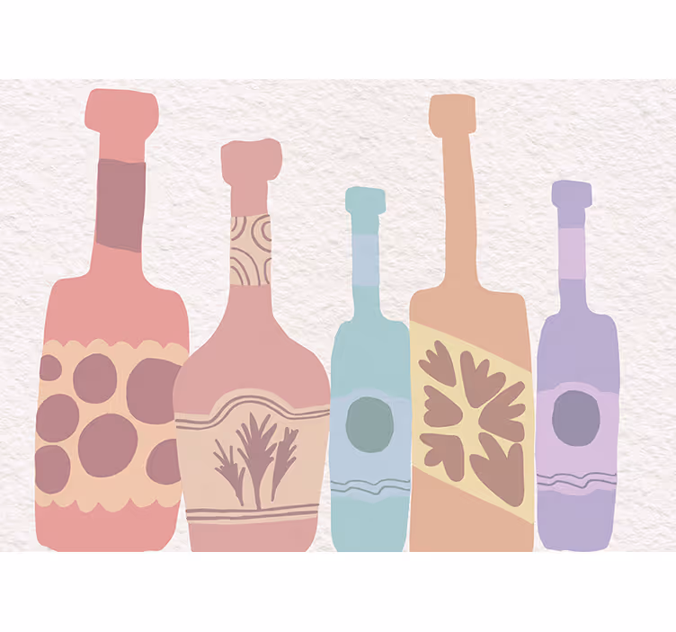 Painting wall mural stylized bottle collection - TenStickers