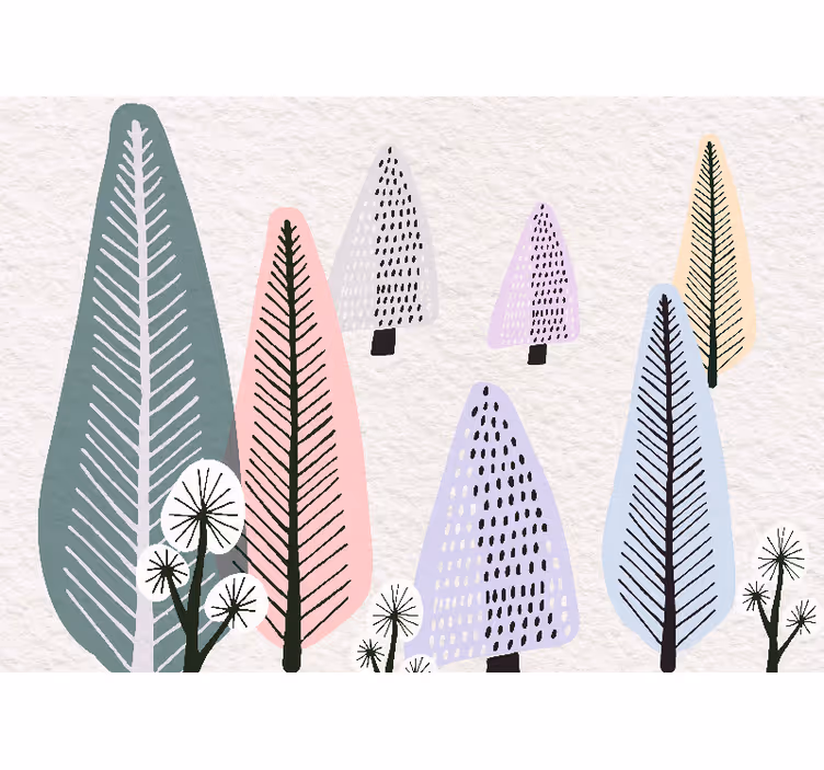 Tree mural with decorative leaf patterns - TenStickers