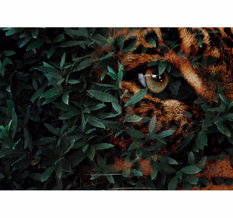 Green Leaves Tiger nature wall mural - TenStickers