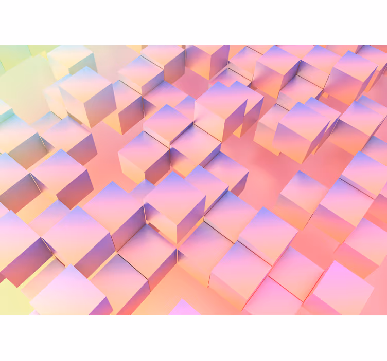 Abstract wall mural floating cubes design - TenStickers