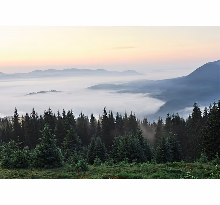 Tranquil mountain vista landscape mural wallpaper - TenStickers