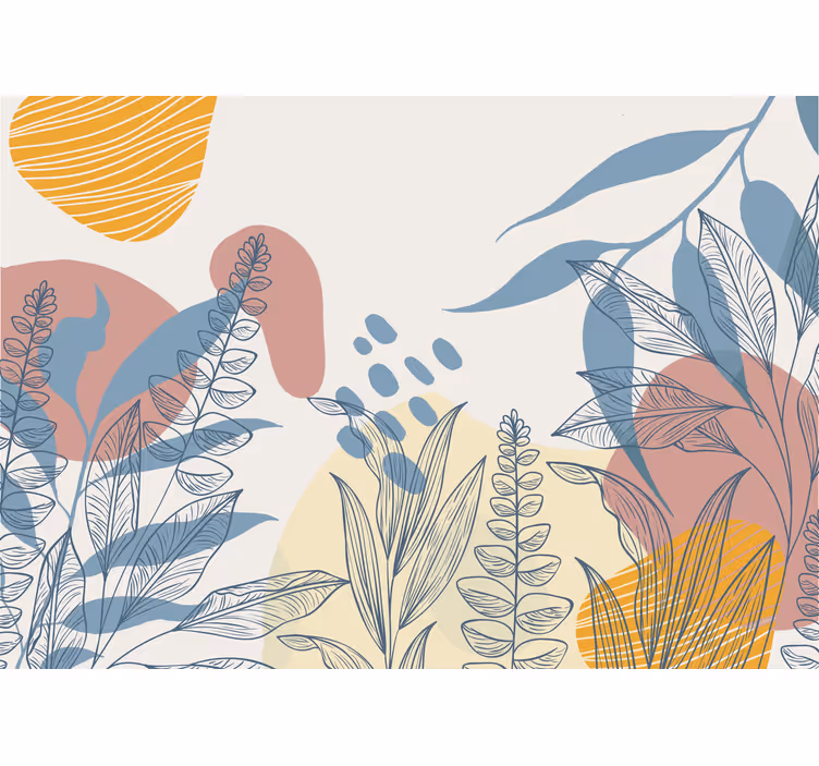 Scandinavian style leaves Abstract Wall Murals - TenStickers