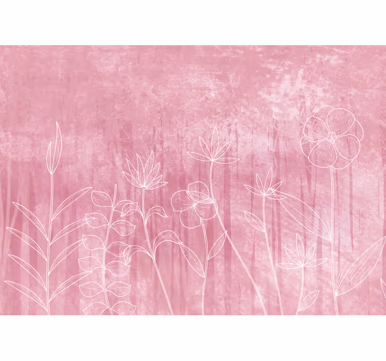 Flower mural delicate floral outline - TenStickers