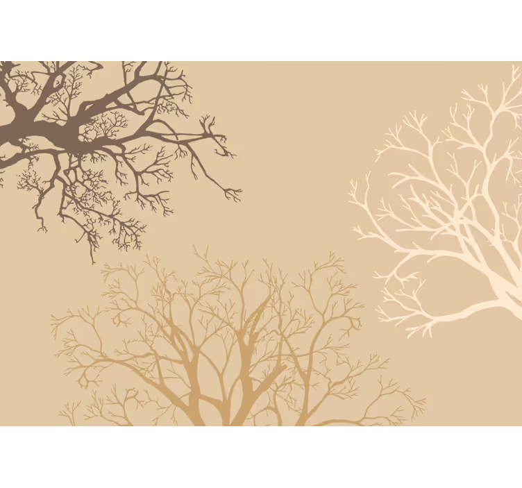 Solid color trees with beige modern wall mural - TenStickers
