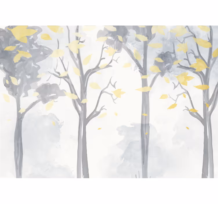 Watercolor forest painting modern wall mural - TenStickers