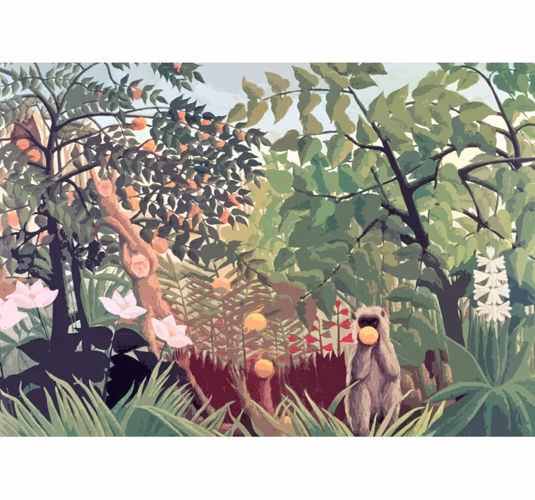 Master bedroom mural tropical monkeys unwinding - TenStickers