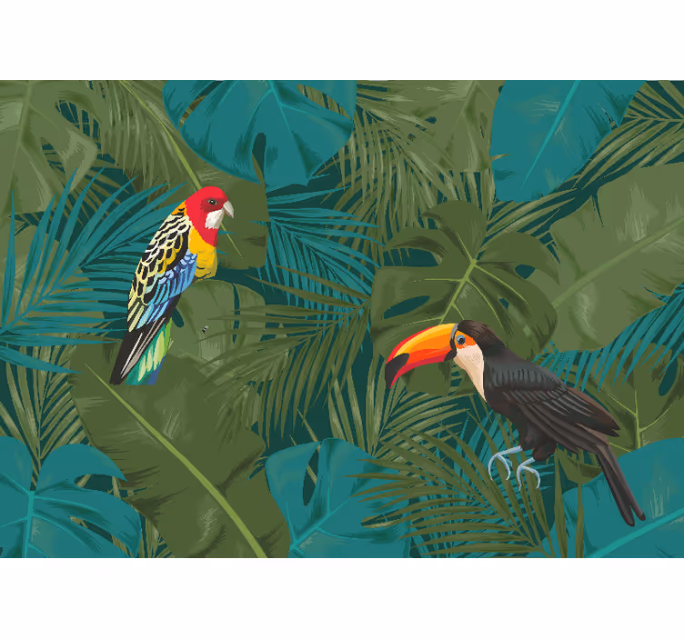 Animal wall mural tropical parrots display - TenStickers