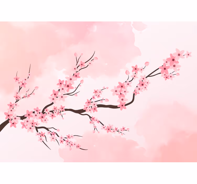 Flower mural cherry blossom branch - TenStickers