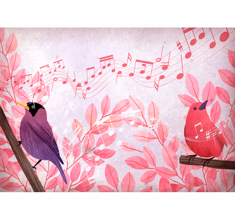Animal wall mural musical birds singing - TenStickers