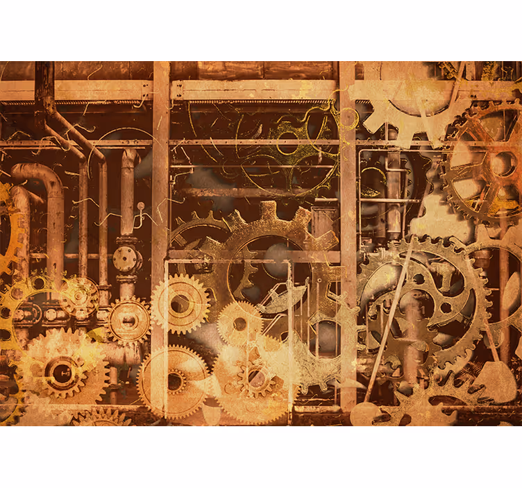 Wall mural industrial gear mechanism - TenStickers