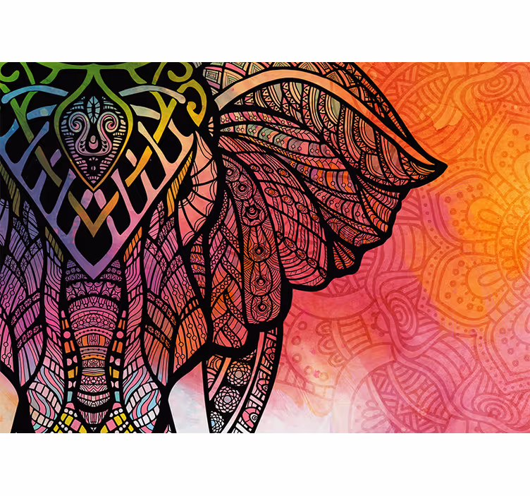 Bohemian Indian Sketched elephant wall mural - TenStickers