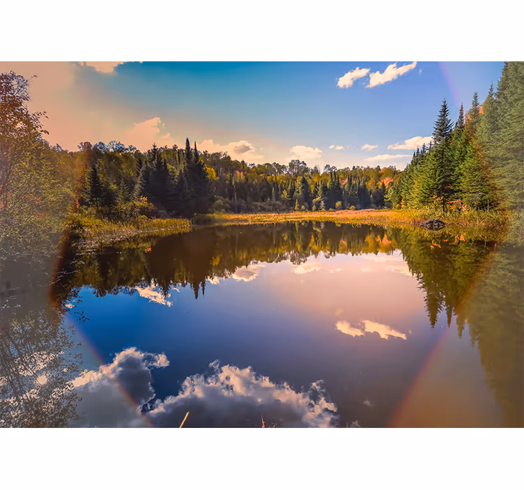 Landscape mural wallpaper tranquil water reflection - TenStickers