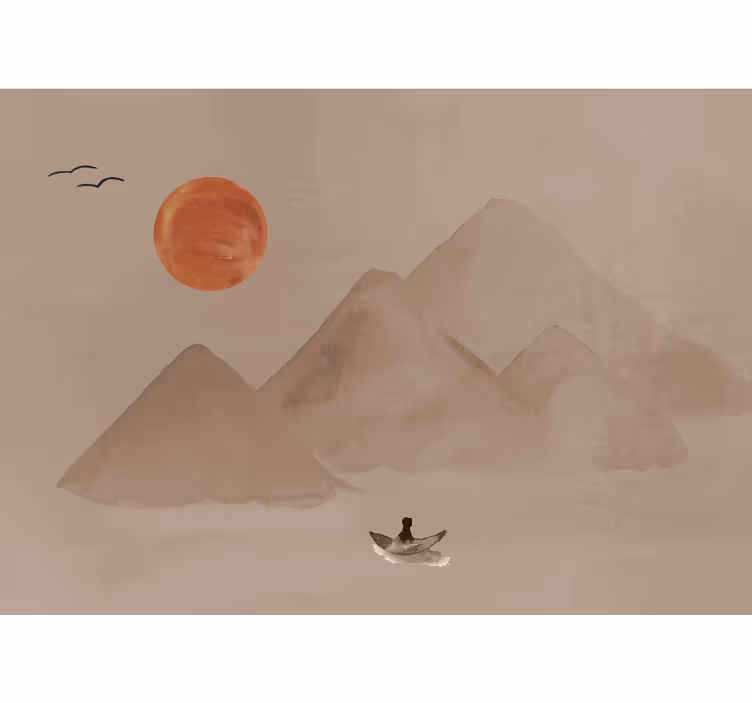 Japanese atmosphere terracotta wall mural - TenStickers