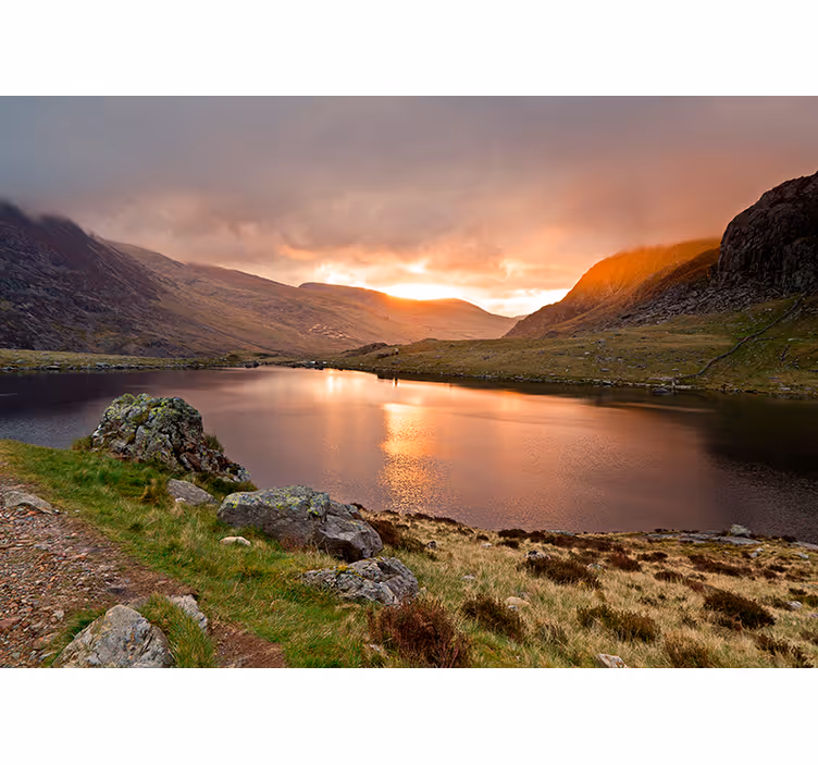 Serene Lakeside Scenery landscape mural wallpaper - TenStickers